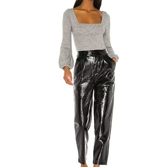 Lovers + Friends Blakely Heather Gray Square Neck Balloon Sleeve Sweater Sz XS - Picture 1 of 12